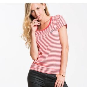 Marine Layer Red Striped Yep Flag Medium Tshirt